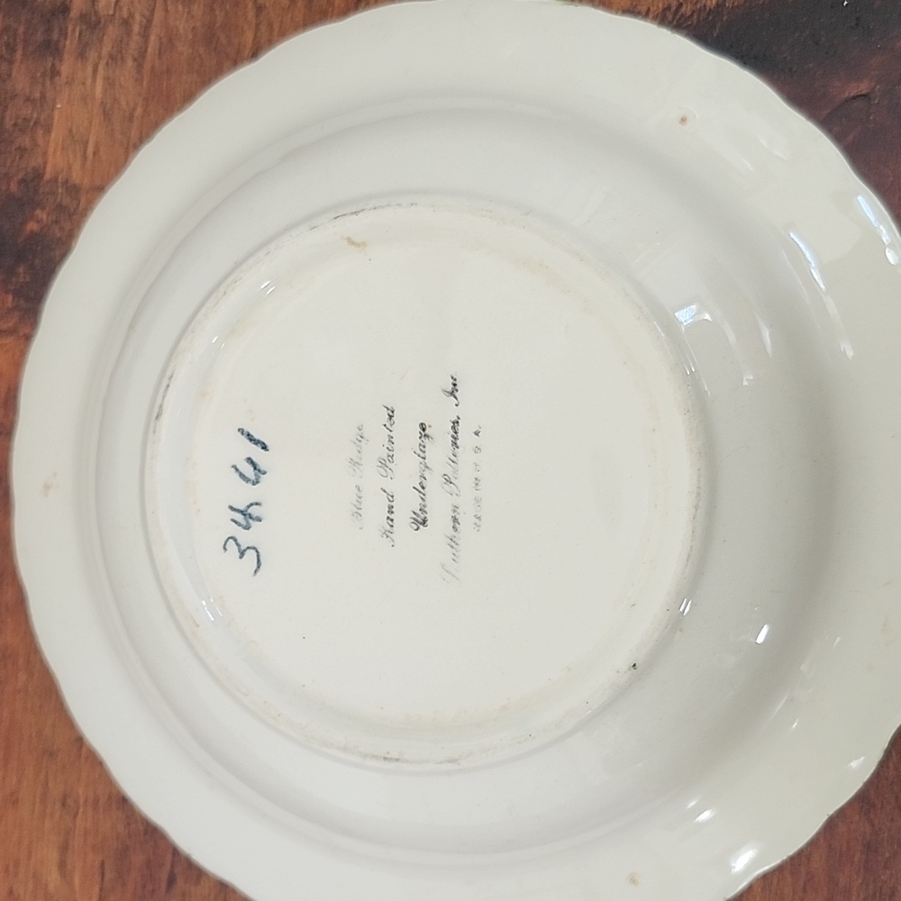 VTG Bowl BLUE RIDGE POTTERY Fruit Design Ceramic Green Trim. Hand Painted - Picture 2 of 4